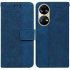 For Huawei P50 Geometric Embossed Leather Phone Case(Blue) - 1