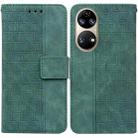 For Huawei P50 Geometric Embossed Leather Phone Case(Green) - 1