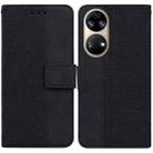 For Huawei P50 Geometric Embossed Leather Phone Case(Black) - 1