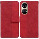 For Huawei P50 Geometric Embossed Leather Phone Case(Red) - 1