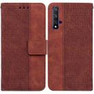 For Honor 20 / Huawei nova 5T Geometric Embossed Leather Phone Case(Brown) - 1