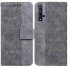 For Honor 20 / Huawei nova 5T Geometric Embossed Leather Phone Case(Grey) - 1