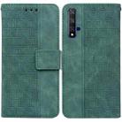 For Honor 20 / Huawei nova 5T Geometric Embossed Leather Phone Case(Green) - 1