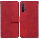 For Honor 20 / Huawei nova 5T Geometric Embossed Leather Phone Case(Red) - 1