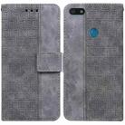 For Motorola Moto E6 Play Geometric Embossed Leather Phone Case(Grey) - 1