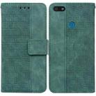 For Motorola Moto E6 Play Geometric Embossed Leather Phone Case(Green) - 1