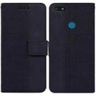 For Motorola Moto E6 Play Geometric Embossed Leather Phone Case(Black) - 1