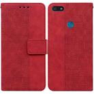 For Motorola Moto E6 Play Geometric Embossed Leather Phone Case(Red) - 1