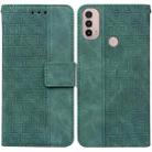 For Motorola Moto E20 / E30 / E40 Geometric Embossed Leather Phone Case(Green) - 1