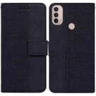 For Motorola Moto E20 / E30 / E40 Geometric Embossed Leather Phone Case(Black) - 1