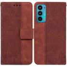 For Motorola Moto Edge 20 Geometric Embossed Leather Phone Case(Brown) - 1