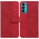 For Motorola Moto Edge 20 Geometric Embossed Leather Phone Case(Red) - 1