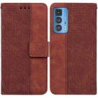 For Motorola Moto Edge 20 Pro Geometric Embossed Leather Phone Case(Brown) - 1