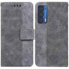 For Motorola Moto Edge 2021 Geometric Embossed Leather Phone Case(Grey) - 1