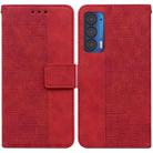 For Motorola Moto Edge 2021 Geometric Embossed Leather Phone Case(Red) - 1