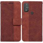 For Motorola Moto G Power 2022 Geometric Embossed Leather Phone Case(Brown) - 1