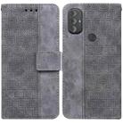 For Motorola Moto G Power 2022 Geometric Embossed Leather Phone Case(Grey) - 1