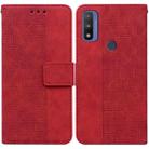 For Motorola Moto G Pure Geometric Embossed Leather Phone Case(Red) - 1