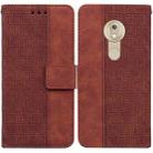 For Motorola Moto G7 Play EU Version Geometric Embossed Leather Phone Case(Brown) - 1