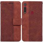 For Motorola Moto G8 Play / One Macro Geometric Embossed Leather Phone Case(Brown) - 1