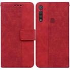 For Motorola Moto G8 Play / One Macro Geometric Embossed Leather Phone Case(Red) - 1