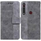 For Motorola Moto G8 Plus Geometric Embossed Leather Phone Case(Grey) - 1