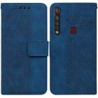 For Motorola Moto G8 Plus Geometric Embossed Leather Phone Case(Blue) - 1