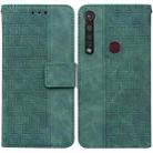 For Motorola Moto G8 Plus Geometric Embossed Leather Phone Case(Green) - 1