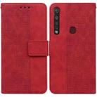 For Motorola Moto G8 Plus Geometric Embossed Leather Phone Case(Red) - 1