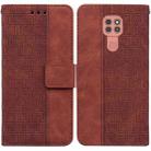 For Motorola Moto G9 Play / E7 Plus Geometric Embossed Leather Phone Case(Brown) - 1