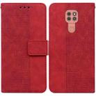 For Motorola Moto G9 Play / E7 Plus Geometric Embossed Leather Phone Case(Red) - 1