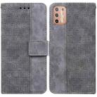 For Motorola Moto G9 Plus Geometric Embossed Leather Phone Case(Grey) - 1