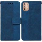 For Motorola Moto G9 Plus Geometric Embossed Leather Phone Case(Blue) - 1