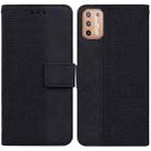 For Motorola Moto G9 Plus Geometric Embossed Leather Phone Case(Black) - 1