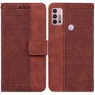 For Motorola Moto G30 / G20 / G10 / G10 Power Geometric Embossed Leather Phone Case(Brown) - 1