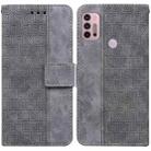 For Motorola Moto G30 / G20 / G10 / G10 Power Geometric Embossed Leather Phone Case(Grey) - 1