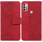 For Motorola Moto G30 / G20 / G10 / G10 Power Geometric Embossed Leather Phone Case(Red) - 1
