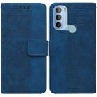 For Motorola Moto G31 4G with Fingerprint Brazil Version Geometric Embossed Leather Phone Case(Blue) - 1