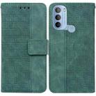 For Motorola Moto G31 4G with Fingerprint Brazil Version Geometric Embossed Leather Phone Case(Green) - 1