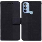 For Motorola Moto G31 4G with Fingerprint Brazil Version Geometric Embossed Leather Phone Case(Black) - 1