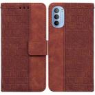 For Motorola Moto G31 / G41 Geometric Embossed Leather Phone Case(Brown) - 1