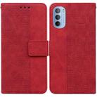 For Motorola Moto G31 / G41 Geometric Embossed Leather Phone Case(Red) - 1