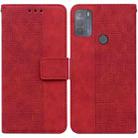 For Motorola Moto G50 Geometric Embossed Leather Phone Case(Red) - 1