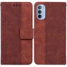 For Motorola Moto G51 Geometric Embossed Leather Phone Case(Brown) - 1