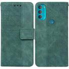 For Motorola Moto G71 Geometric Embossed Leather Phone Case(Green) - 1