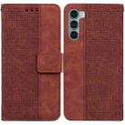 For Motorola Moto G200 5G / Edge S30 Geometric Embossed Leather Phone Case(Brown) - 1