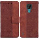 For Motorola Moto E7 Geometric Embossed Leather Phone Case(Brown) - 1