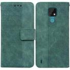 For Motorola Moto E7 Geometric Embossed Leather Phone Case(Green) - 1