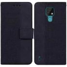 For Motorola Moto E7 Geometric Embossed Leather Phone Case(Black) - 1