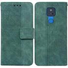 For Motorola Moto G Play 2021 Geometric Embossed Leather Phone Case(Green) - 1